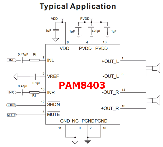 PAM8403 circuit